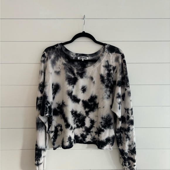 Joah Brown Tops - Joah Brown Black and White Tie-Dye Sweatshirt